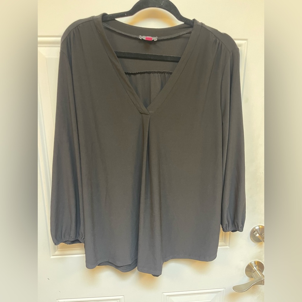 Vince Camuto Black V-Neck Blouse 3/4 Sleeve XL